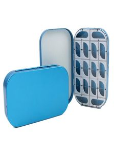Petites boîtes de pêche à la mouche en aluminium 16 compartiments Taille portable 1559025 mm Crochets Boîte de rangement Easy OpenBlue7919341