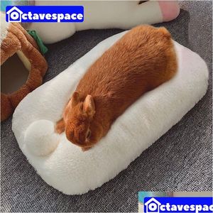 Fournitures pour petits animaux Lapin Coussin en peluche Pet Nest Rest Couverture Cage Tapis Lapin Coussin Maison Doux Chaud Den Sommeil Protecteur Accessoires Dhz1F