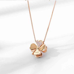 Petit trèfle frais 925 collier argenté féminin design minoritaire lumière luxe clavicule chaîne rose or simple cou de mode