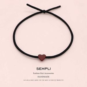 Pequeño amor negro Popular Bandas Elásticas Sólidas Vino Rojo Diadema Mujer Banda de Rubordas Dama Letters Accesorios Para El Pelo Scrunchie