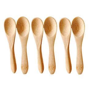 Mini cuchara pequeña redonda de madera de bambú para sopa, té y café, cuchara para sal, cuchara para mermelada, utensilio de cocina artesanal, cubiertos, 2000 Uds.