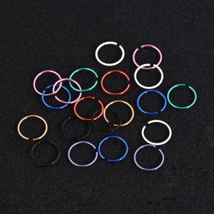 Petit anneau de nez multicolore doré en acier inoxydable ouvert Piercing Septum lèvre boucles d'oreilles Cartilage bijoux