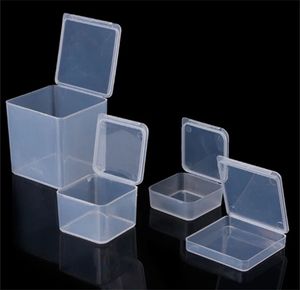 Pequeñas cajas cuadradas de plástico transparente para almacenamiento de joyas, cuentas, cajas artesanales, contenedores JL1272