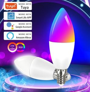 Modules d'automatisation intelligents Tuya WiFi LED Bulbe E14 RVB CW Contrôle de la lampe de la lampe Dimmable Magic 7W Candle Travail avec Alexa Google Home ASS2881522