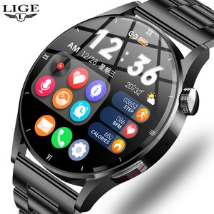 Bracelets intelligents pédomètres ligE Full Circle Touch Screen Band Steel Band Luxury Bluetooth Call Men Smart Watch Sports Sports Température corporelle Watchbox 230811