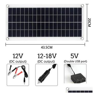 Chauffages électriques intelligents 300W Panneau solaire flexible 12V Chargeur de batterie Double USB avec cellules de contrôleur 10A60A Banque d'alimentation pour téléphone voiture Dhzhc