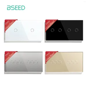 Panneau en verre tactile BSEED 157 86mm, contrôle pour maison intelligente, avec cadre métallique, norme européenne, blanc, noir, doré, utilisation pour interrupteurs muraux