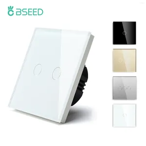 Control de hogar inteligente Bseed EU Estándar 1/2 / 3Gang 1Way Interruptores táctiles Interruptor de luz Negro Blanco Dorado con panel de cristal Power Wall