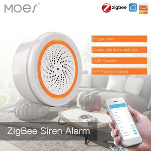 Smart Home Control MOES Tuya ZigBee Sound And Light Siren Sensor 90dB Life Security System Gateway Hub Used With Alexa