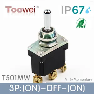 Contrôle de maison intelligente Toowei série T500 interrupteur à bascule étanche IP67/interrupteur extérieur/T501MW 3 broches (ON)-OFF-(ON) momentané 15A 250V