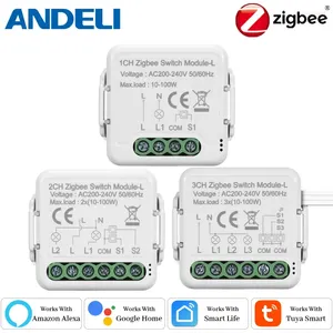 Smart Home Control Tuya Life ZigBee 3.0 DIY Light Switch Module No Neutral Wire Required Breaker Works With Alexa Google