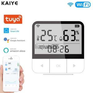 Smart Home Control Tuya Wifi Temperature And Humidity Sensor Indoor Hygrometer Meter With App Control Large LCD Display Support Alexa Google Home x0721 x0807