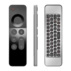 Smart Home Control W3 Wireless Air Mouse Ultra-mince 2.4G IR Learning Voice Remote Avec Gyroscope Clavier Complet Pour Android Tv Box