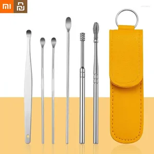 Contrôle de la maison intelligente XiaoMi Youpin outil de nettoyage d'oreille en acier inoxydable Earpick 6 pièces/ensemble nettoyant Curette cuillère soins de santé cire propre dissolvant