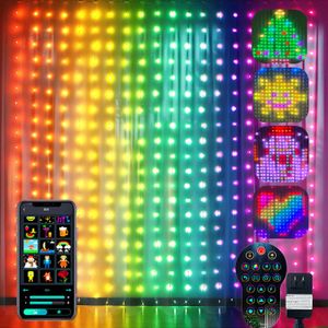 Smart Illumination App Control RGB Curtain Lights Navidad LED String Fairy Garland for Window Bedroom Christmas Decoration Outdoor 230316