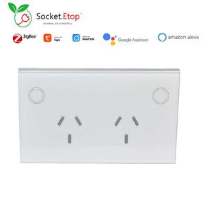 Smart Power Plugs 2022 Nouvelle arrivée Zigbee Inwall Sockets Au Standard Dual Power Smart Home Control Alexa Wireless Tuya App HKD230727