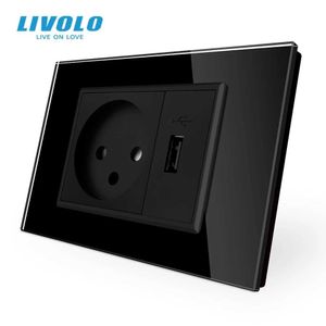 Prises d'alimentation intelligentes Livolo Israël Prise avec chargeur USB Panneau de verre cristal blanc/noir AC 250V16A Prise électrique murale pour Smart Life HKD230727