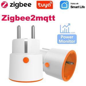 Smart Power Plugs Tuya Smart Zigbee 3.0 Power Plug 16A EU Outlet 3680W Meter Remote Control Work With Zigbee2mqttt and Home Assistant Tuya Hub 221025