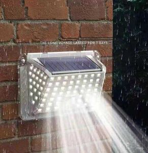 Lámpara con sensor inteligente Linterna Energía solar 90 LED Luz de pared PIR Sensor de movimiento Lámparas de seguridad para exteriores Lámpara de pared impermeable para jardín Luces de paisaje Alkingline