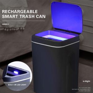 Smart Trash Can USB Charging Automatic Sensor Dustbin Intelligent Sensor Rechargeable Electric Waste Bin Kitchen Rubbish Can 211215