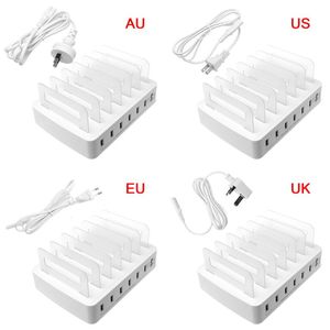 Chargeur USB intelligent Station de charge rapide Dock 6 ports 2.4A tablettes de téléphone portable plusieurs appareils organisateur support de bureau alimentation