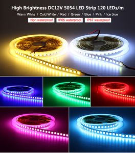 Tiras LED SMD 5054 IP65 IP67 600Leds RGB 12V impermeable no impermeable Led tira de luz flexible 5M/rollo doble cara de alta calidad