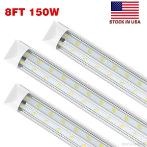 SMD5730 150W 8ft LED Tube Lights 15000lm Lampe d'entrepôt double face intégrée en forme de V avec accessoire 270 Angle Shop Lighting