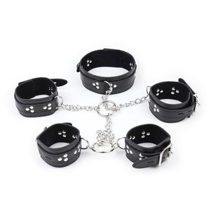 SMLOVE coppia sexy in pelle bdsm bondage set collare polsino alla caviglia manette gioco per adulti kit prodotto strumento per negozio donna