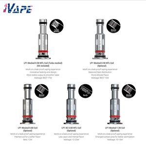 Bobine de remplacement SMOK LP1 5 pièces résistances multiples 0,8 ohm/0,9 ohm/1,2 ohm bobines maillées et MTL conception anti-fuite compatible avec le kit NOVO 4 (Mini)/Pozz Pro/Nfix Pro/RPM 25 W