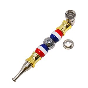 accessoire de fumée Creative METAL PIPE multicolore perle ronde tige droite fine bouche bouchon tuyaux en métal bongs