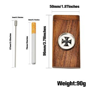 Smoke Shop Venta al por mayor Dugout de madera natural Kit de humo de tabaco de 96 mm con mini molinillo + Limpiador de tuberías de metal + Cerámica One Hitter 3 en 1 Dugout