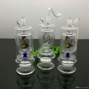 Accessoires pour fumeurs Caneton classique Séparateur à deux étages Filtration muette en verre Bouteille de tabac à eau Grand tuyau de brûleur à mazout en verre Pyrex Plates-formes pétrolières épaisses verre wa