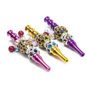 Accessoires pour fumeurs Embout de narguilé Shisha Embouts de bouche Bijoux incrustés à la main Alliage de boule Supports émoussés Embouchures de tuyau d'eau Bling