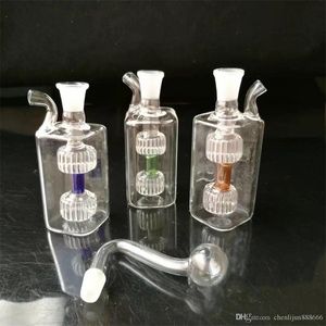 Accesorios para fumar Mini dos pote cuadrado pequeño redondo, Tubos de vidrio al por mayor, Botellas de agua de vidrio,