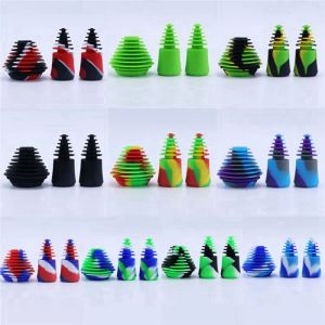 Smoking Colorful Silicone Swirl 3IN1 Cleaning Plug Dry Herb Tobacco Waterpipe Filter Glass Clean Caps Holder Bottle Bong Oil Rigs