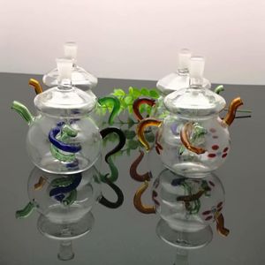 Pipa para fumar Mini cachimba bongs de vidrio Forma de metal colorida Tetera clásica, olla de cachimba de vidrio