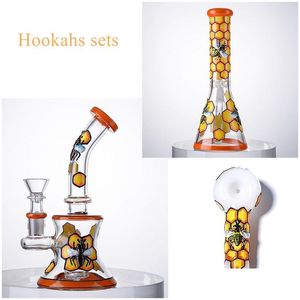 Pipas para fumar Bee Style Hookahs Sets Unique Glass Bong Mini Rigs Beaker Bongs con Bowl Gid11 Gid15 Gid16 Drop Delivery Home Garden Dhsbr