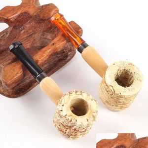 Pipas para fumar Tubo de mazorca de maíz Mini Desechable Natural Mazorca de maíz Hierba Tabaco Martillo Cuchara Filtro de cigarrillo Herramientas 85 mm Longitud Gota de humo DHQPI