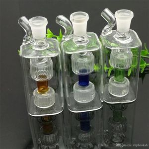 Pipas para fumar Mini botella de agua de vidrio cuadrada Bongs de vidrio Quemador de aceite Tubería de agua de vidrio Plataformas petroleras Fumar