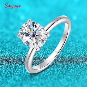 Smyoue 18k plaqué 23ct bague en diamant pour les femmes ovale coupe fantaisie ensembles de mariée Solitaire bande de promesse de mariage 925 argent 240115