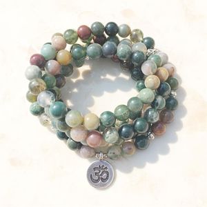 SN1034 Bracelet enveloppant de la mode Fashion Collier d'agate Inde Trendy India 108 Mala Fancy Jasper Beads Breaclet234m