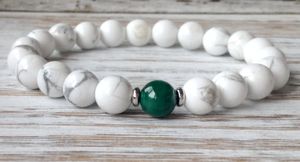 SN1074 PARA VENTA CALIENTE MENTE Pulsera de yoga Howlite Malachite Pulsera de piedra natural Mala Beads Joya al por mayor