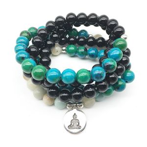 Bracelet de Yoga pour femmes, SN1236, à la mode, Onyx noir, Amazonite, pierre de phénix naturelle, équilibre énergétique, bijoux 259W, 2018