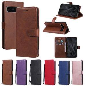 Étuis portefeuille en cuir PU uni pour Xiaomi 13 Pro Lite Huawei Nova Y61 10 SE Honor 80 5G Google Pixel 8 7A One Plus 11 CE3 Flip Cover Credit ID Card Card Business Phone Pouch