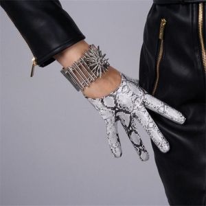 Gants en peau de serpent 13cm Ultra courts émulation cuir PU cuir brillant motif Animal argent serpent Python vert Snake301a