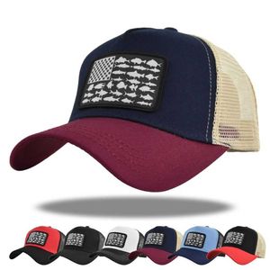 Snapbacks Malla Bandera americana gorra de béisbol etiqueta de mujer sombrero de pato malla transpirable camionero sombrilla hombres y mujeres G230529