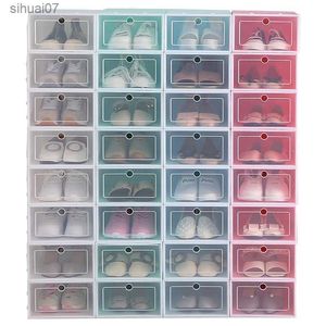 Sneaker Boîte De Rangement Chaussures Organisateur Affichage Haute Transparent Épais PP Boîtier En Plastique Conteneur Chaussure Mur Placard Organisateur L230705