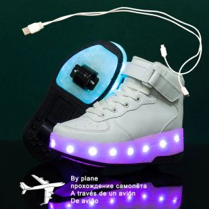 Sneakers Size 3037 Sneakers à rouleaux pour les enfants Boys LED LED Light Up Chaussures avec doubles roues USB Chargage de skate Chaussures pour enfants Boys Girls
