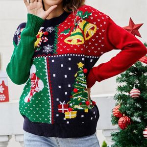 Flocon de neige motif d'arbre de Noël Style pull en tricot à manches longues au Crochet pulls décontracté col rond tenue de vacances 240112