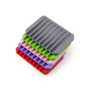 Porte-savon Porte-savon Silicone Anti-dérapant Savon Plats Candy Porte-savon doux Rack Plaque Plateau Rectangle Case Conteneur Organisateur de salle de bain 666 S2